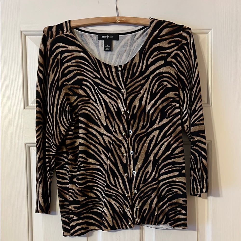 White House/ Black Market Zebra Print Cardigan